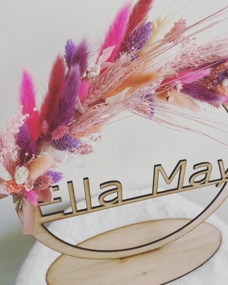 Naamcirkel met droogbloemen