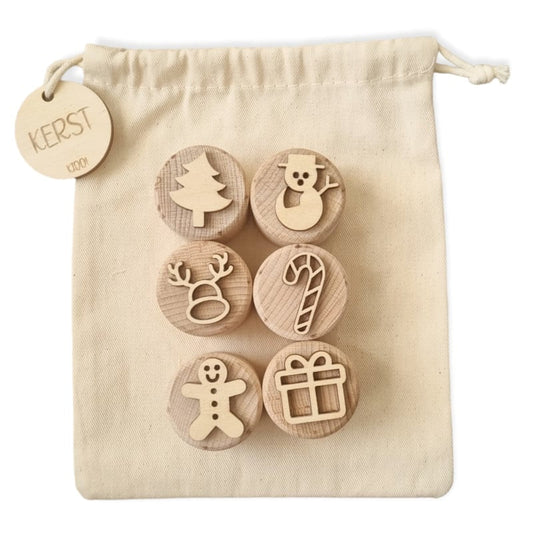 Kiddi houten stempelset kerst 6st