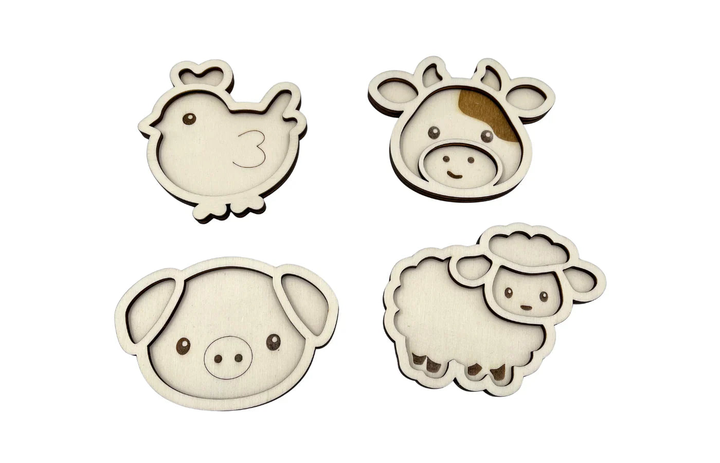 Playso vulvormen boerderijdieren 4 stuks
