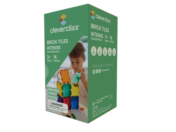 Cleverclixx - Magnetische Tegels Brick Tiles Intense | 16-delige Bouwset