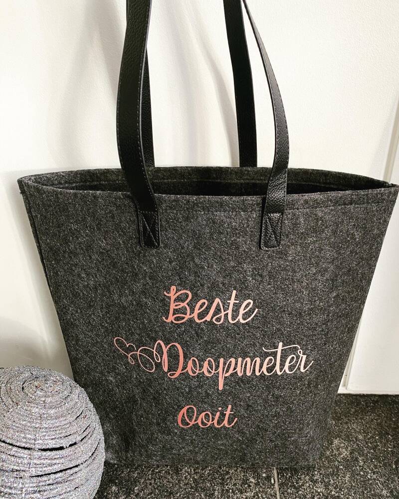 Luxe shopper met lederen handvat