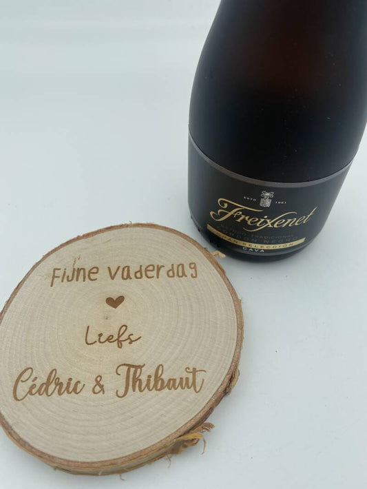Gegraveerde onderlegger + flesje cava