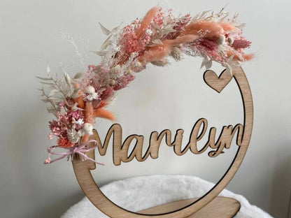Naamcirkel met droogbloemen