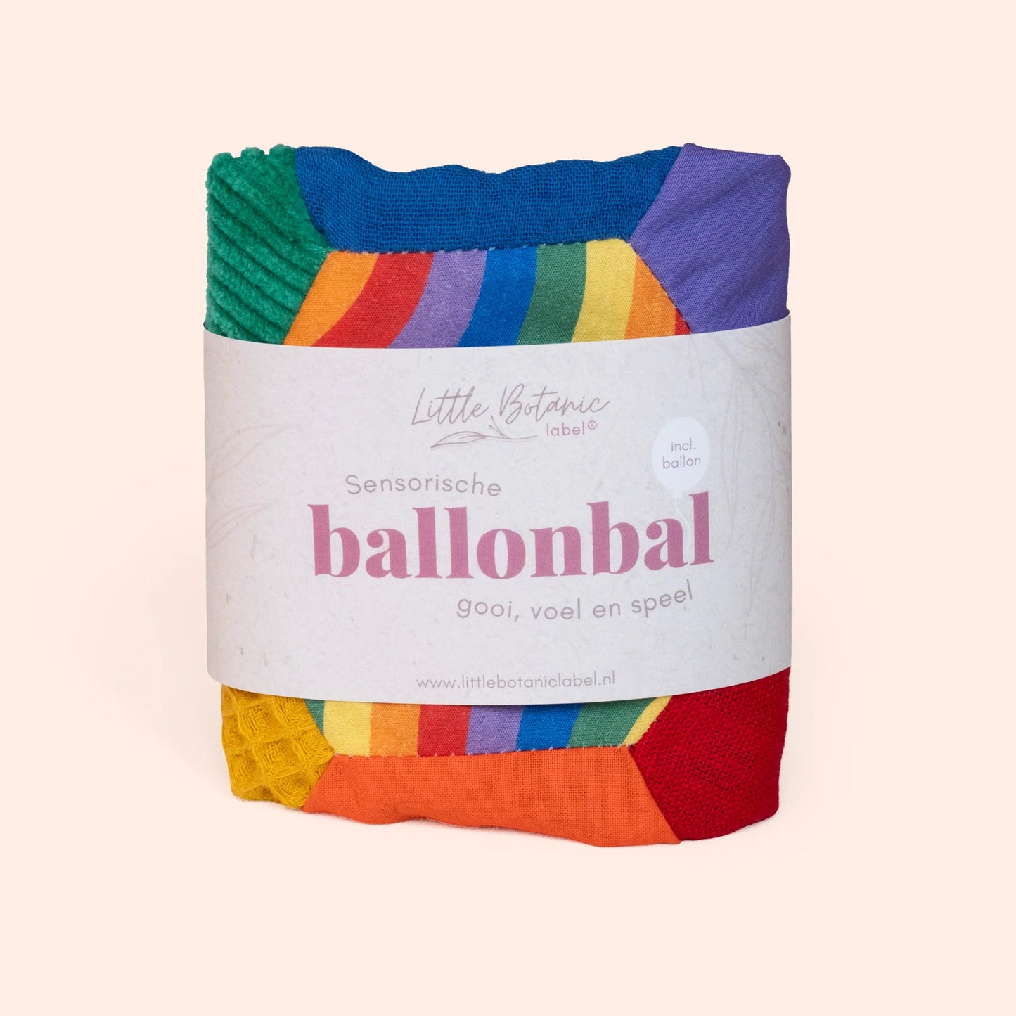 Sensorische Ballonbal Little Botanic Label - Regenboog