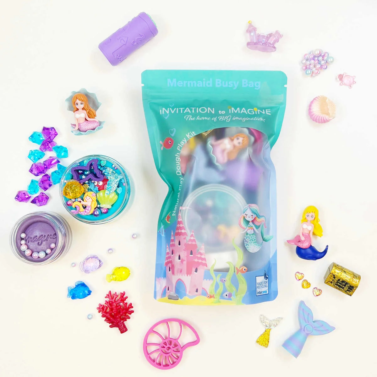 Mermaid Busy Bag - sensorisch speelset met natuurlijke speelklei