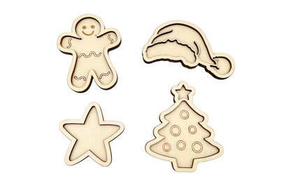 Houten Vulvormen kerst - 4 stuks
