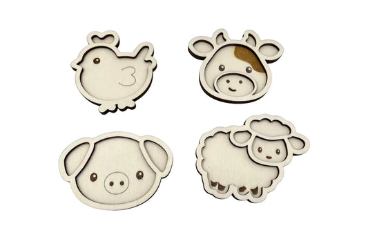 Playso vulvormen boerderijdieren 4 stuks