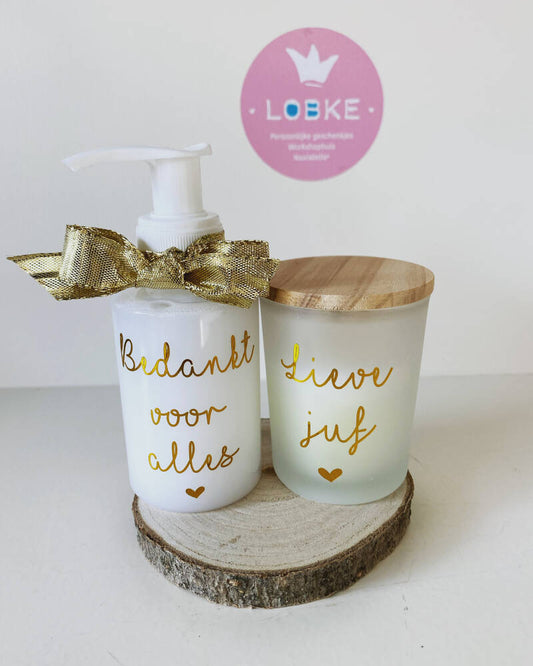 Mini setje zeeppompje + geurkaars