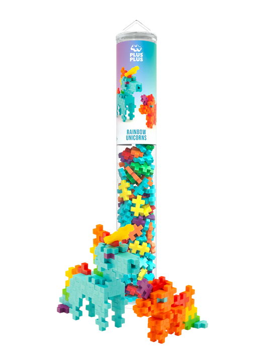 Bouwstenen, Tube rainbow unicorns, 100 stuks - Plus Plus