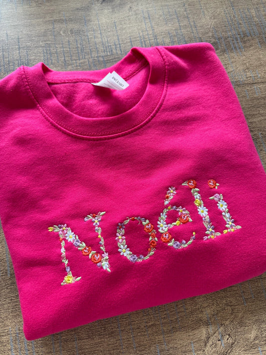 Kinder sweater met bloemenletters